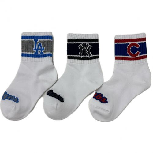 MLB 3足組ソックス ロゴ グレー&times;15-20cm ベビーザらス限定