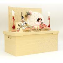 【雛人形】収納親王飾り「白木目吉祥文様蒔絵」（605887）