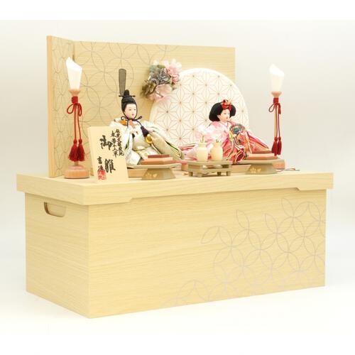 【雛人形】収納親王飾り「白木目吉祥文様蒔絵」（605887）