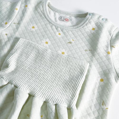 長袖腹巻付きパジャマ ニットキルト デイジー柄 ミントグリーン&times;80cm ベビーザらス限定