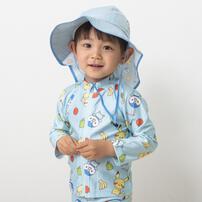 monpoke モンポケ 総柄 ラッシュガード ピカチュウたち＆フルーツ ライトブルー&times;100cm 水着 水遊び