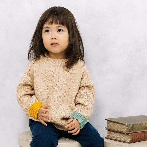 ベビーザらス限定　RAT-A-TATR ラッタッター ケーブルニット(ベージュ&times;80cm)