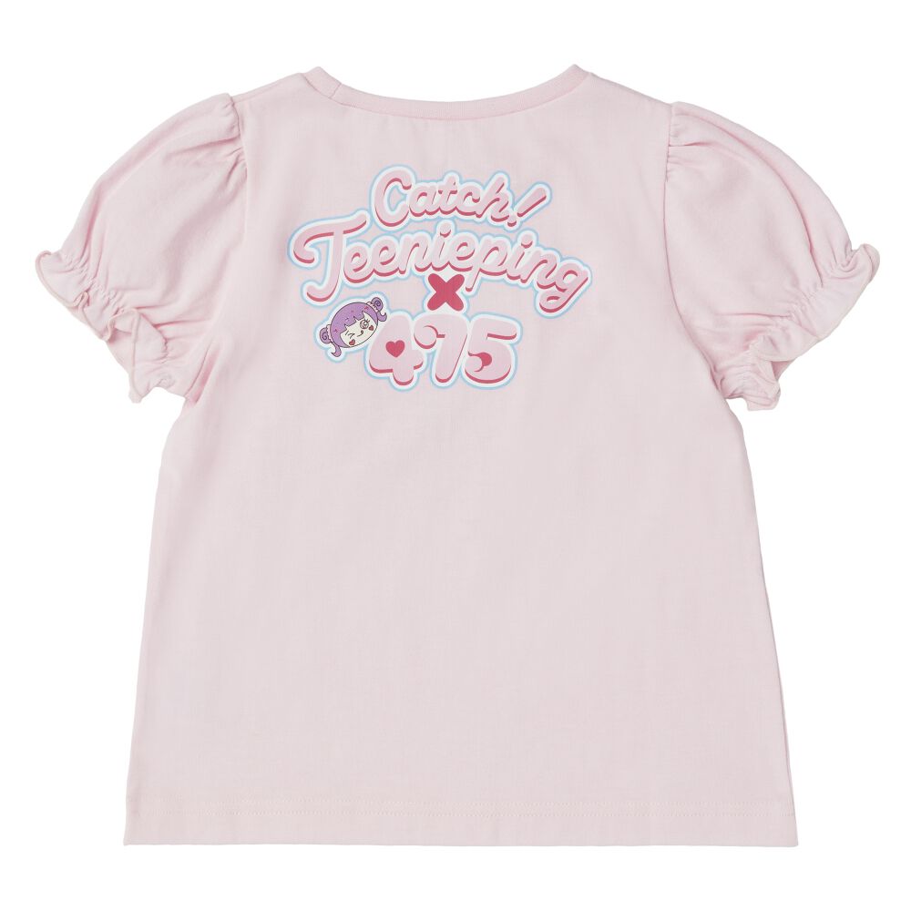 ティニピン×しなこ】半袖Tシャツ パフスリーブ 天竺 ピンク×120cm