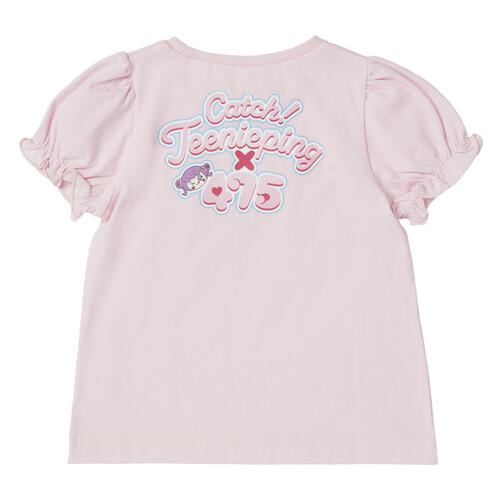 【ティニピン&times;しなこ】半袖Ｔシャツ パフスリーブ 天竺 ピンク&times;120cm