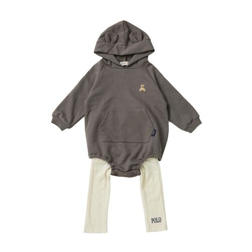 POLO BCS レギンス付フードロンパース チャコール×70cm ベビーザらス限定