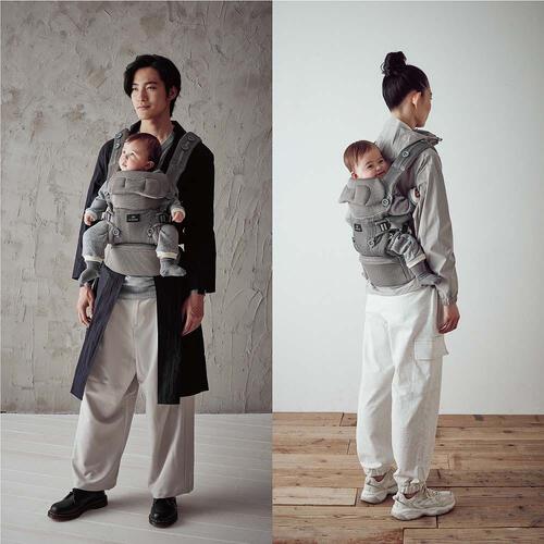 カーメイト エールベベ ベビーキャリア スリー (ニュアンスグレー) 抱っこ紐 対面抱き おんぶ 前向き抱き 重さ分散エアリーショルダー機能 洗濯機可 新生児～15.0kg以下