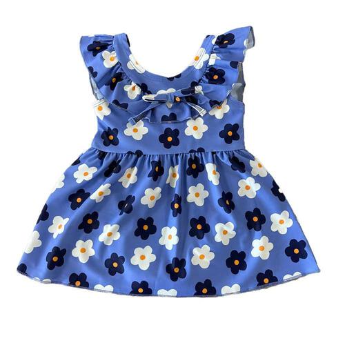 pular pular ワンピース水着 フラワー 90cm ブルー