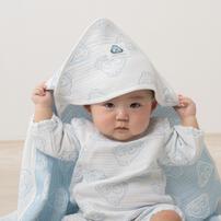 SANRIO サンリオ 多重織ガーゼおくるみ ハンギョドン パステルブルー&times;ﾌﾘｰ  ベビーザらス限定