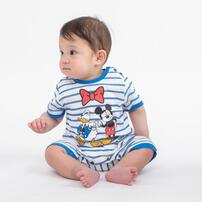ディズニー 半袖ロンパース ボーダー ドナルドダック 90周年(ブルー&times;70cm) ベビーザらス限定