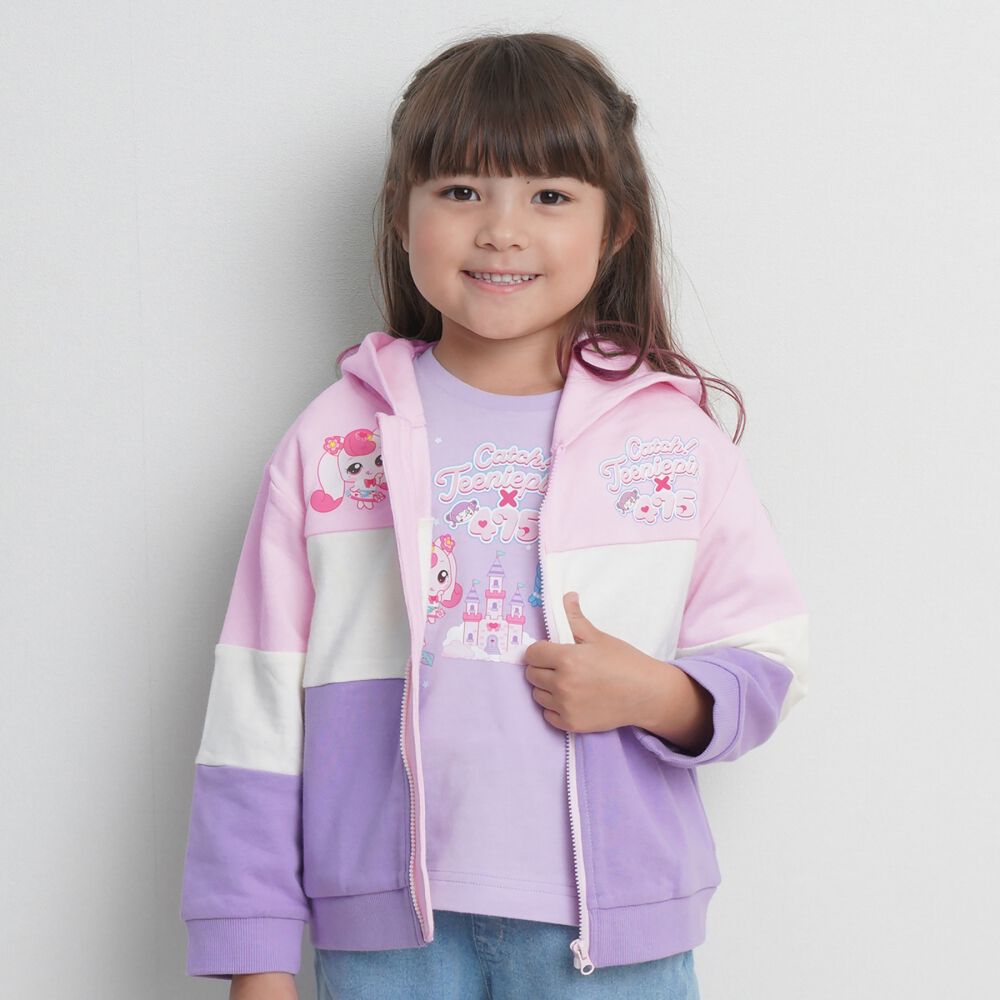 ティニピン×しなこ】パーカー 長袖フード付き 裏毛 ピンク×120cm