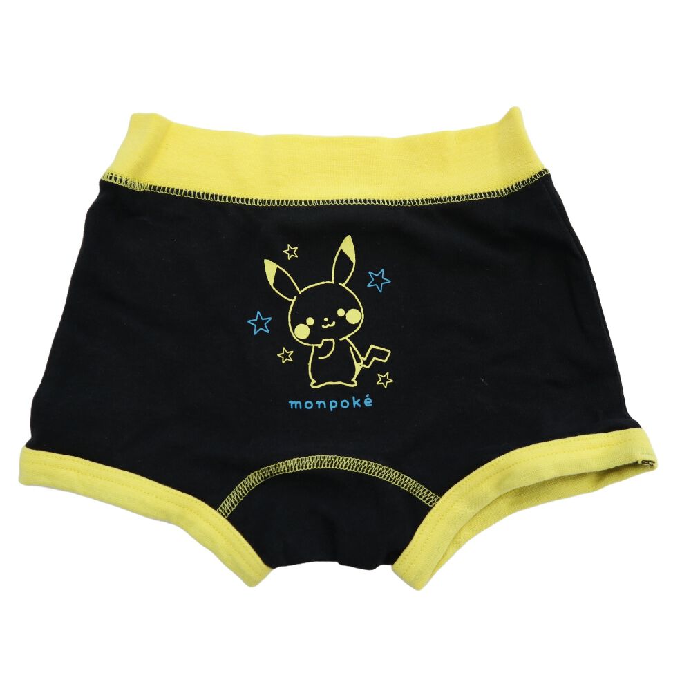 monpoke モンポケ 3枚組ボクサーパンツ 総柄×ワンポイント ブラック