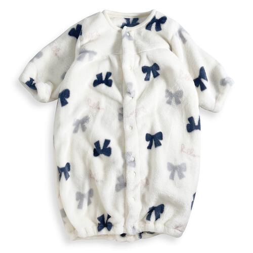 ２WAYドレスオール フリース リボン柄 グレー×50-60cm