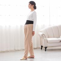 らくちんタックパンツ ベージュ M-L