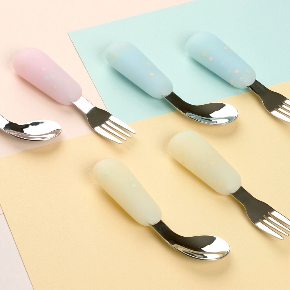 dear BABY ディアベビー ベビースプーン&フォーク (ブルーバブル