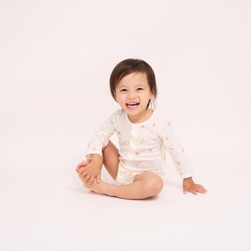 長袖前開きロンパース肌着 2枚組 ワッフル アニマル グレー&times;60cm ベビーザらス限定