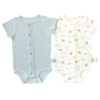 半袖前開きロンパース肌着 2枚組 ワッフル オムライス(パステルブルー×70cm) ベビーザらス限定