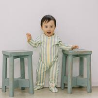 【FirstCloset×mioさん】 長袖ファスナーオール 足付き 裏毛 イエロー×70cmベビーザらス限定