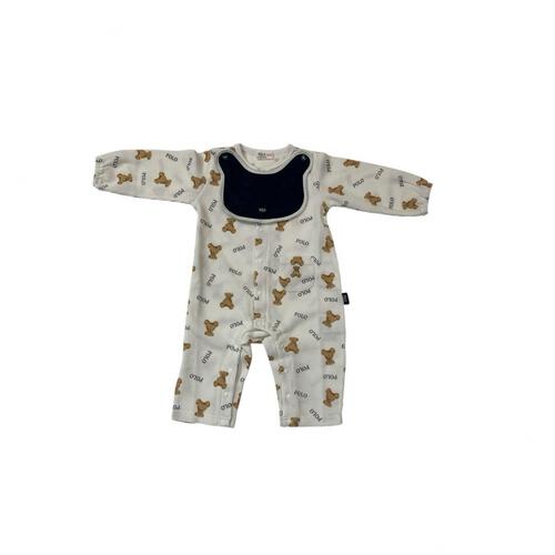 POLO BCS クマ型スタイ付きロンパース ナチョラル×60-70cm ベビーザらス限定