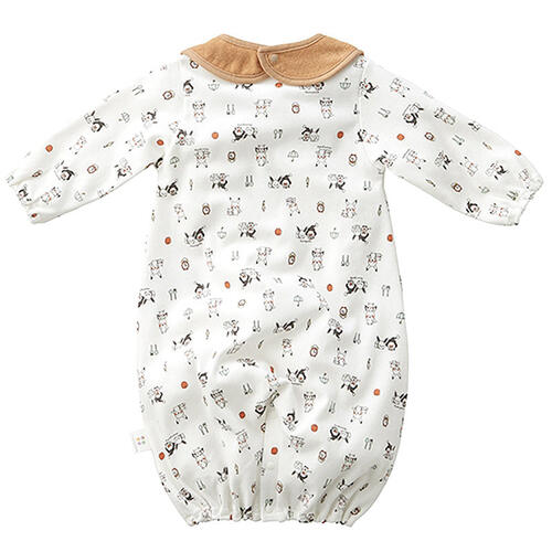 モンポケ イーブイ 新生児2WAYドレス スタイ付き (ベージュ×50-70cm)