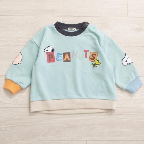 SNOOPY スヌーピー トレーナー 袖切替 ミント×90cm ベビーザらス限定