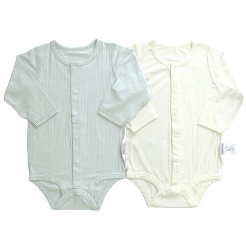長袖前開きロンパース肌着 2枚組 シルキー パステルブルー×70cm ベビーザらス限定