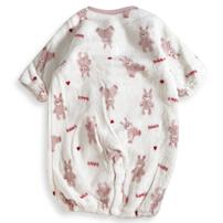 2WAYドレスオール フリース ウサギ柄 ピンク×50-60cm