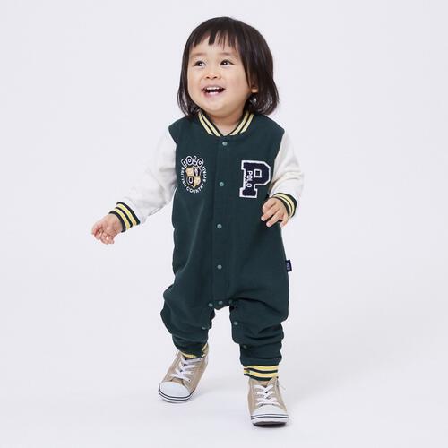 POLO BCS スタジャン風ロンパース グリーン×70cm ベビーザらス限定