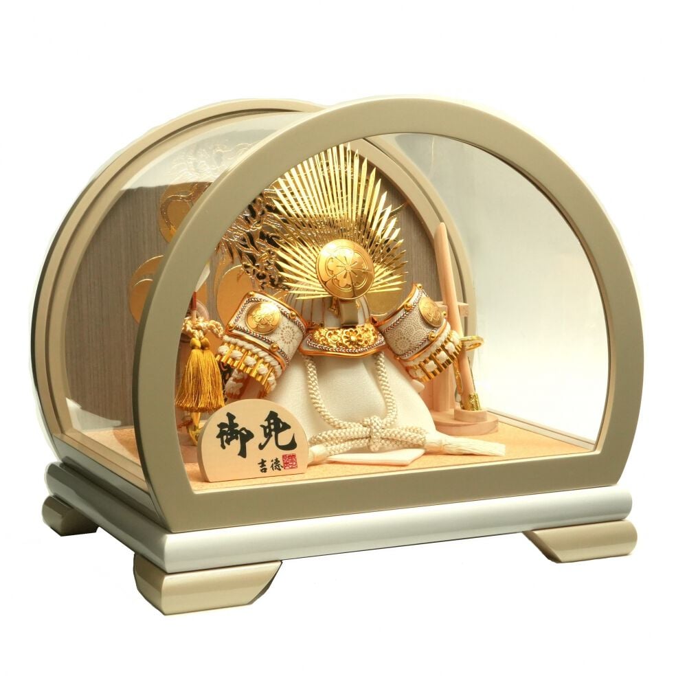 五月人形】兜ケース飾り「織田信長グレージュ半円アクリル」（538904