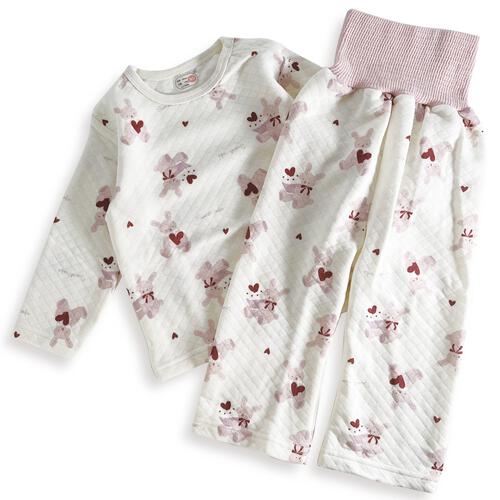 長袖腹巻付きパジャマ ニットキルト うさぎ柄 アイボリー&times;95cm ベビーザらス限定