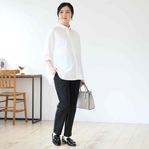 ママの時短らくちんタックパンツ ブラック M-L