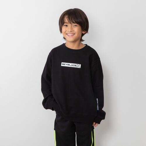 BEYBLADE X 長袖トレーナー 前後シールプリント ベイブレード エックス ブラック&times;130cm ベビーザらス限定