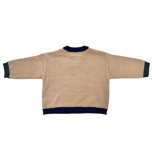 monpoke モンポケ 長袖ニット 裾配色風 ピカチュウ ベージュ×95cm