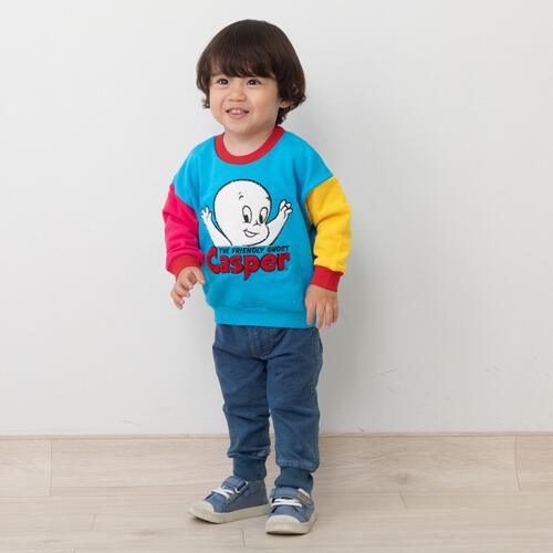 【Universal &times; chimajiro0730さん】 キャスパー 配色トレーナー ブルー&times;110cm