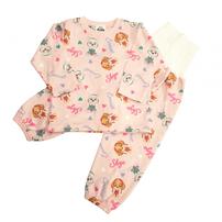 パウパトロール 長袖パジャマ 裏綿ダイヤキルト 総柄丸首 ピンク×100cm