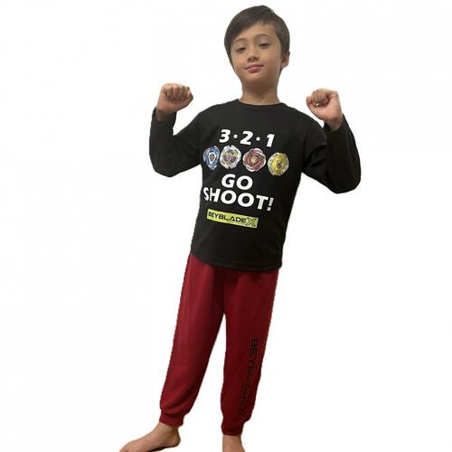 ベイブレードエックス 長袖パジャマ ロゴプリント ブラック&times;120cm ベビーザらス限定