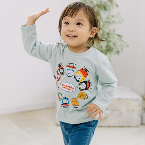 THOMAS トーマス 長袖Tシャツ 天竺 集合 ミント×90cm ベビーザらス限定