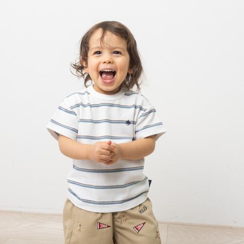 POLO BCS 鹿の子マルチボーダー半袖Ｔシャツ オフホワイト&times;90cm ベビーザらス限定 赤ちゃん 出産準備 出産祝い ベビー服 子供服