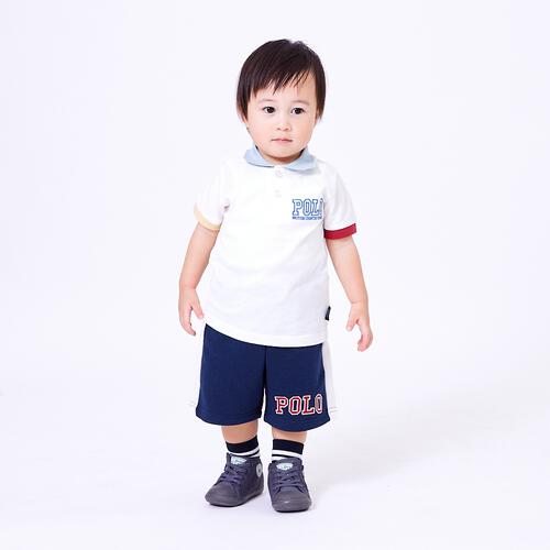 POLO BCS 配色半袖ポロシャツ オフホワイト&times;90cm ベビーザらス限定 赤ちゃん 出産準備 出産祝い ベビー服 子供服