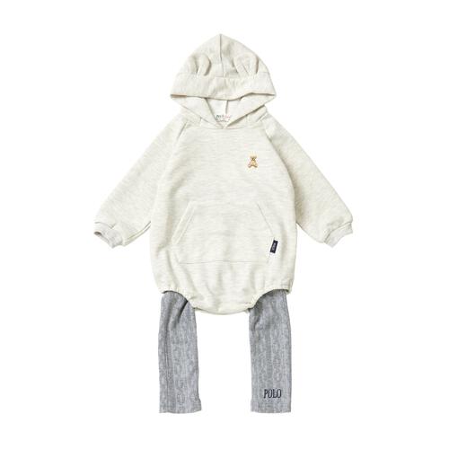 POLO BCS レギンス付フードロンパース オートミール×80cm ベビーザらス限定