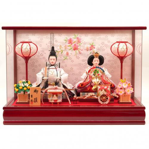 【雛人形】ケース親王飾り「舞桜刺繍アクリル」（322598）