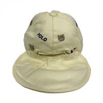 POLOBCS 刺繍キャップ ベアフラッグ 日よけ付き ナチュラル&times;46cm 