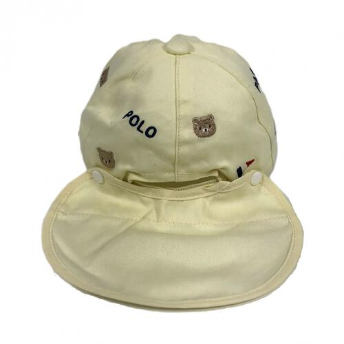 POLOBCS 刺繍キャップ ベアフラッグ 日よけ付き ナチュラル&times;46cm 