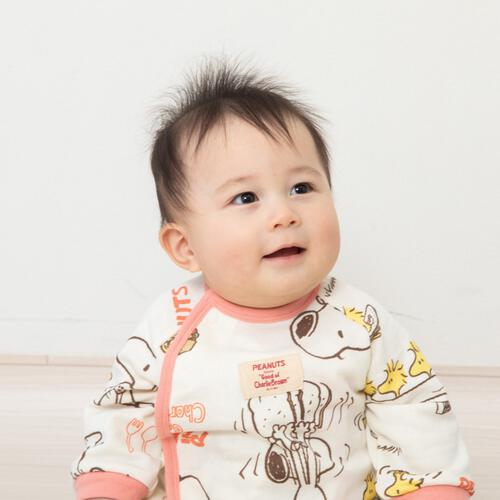 SNOOPY  スヌーピー 長袖前開きプレオール 総柄 オフホワイト×70cm ベビーザらス限定 ベビー服 赤ちゃん 男の子 女の子 ユニセックス