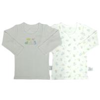 長袖シャツ肌着 2枚組 テレコ 恐竜 グレー×90cm ベビーザらス限定