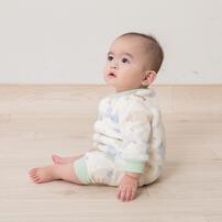 長袖カバーオール フリース 恐竜柄 グリーン×80cm