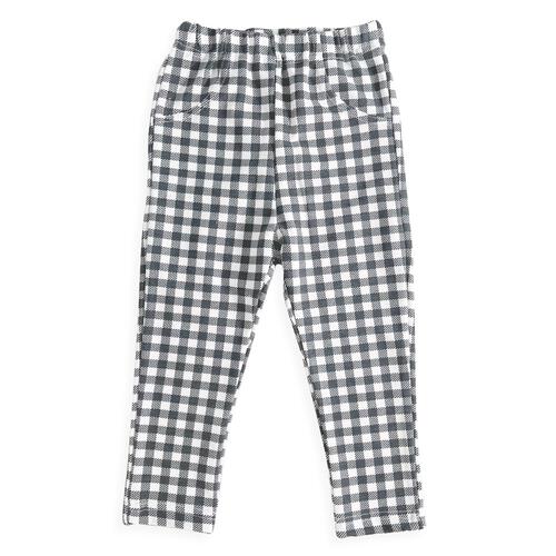 COJIKA 10分丈デイリーパンツ ギンガム格子 ミニ裏毛 グレー 80cm