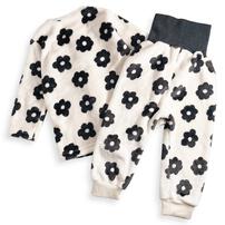 長袖腹巻パジャマ フリース デイジー柄 ブラック×80cm