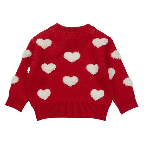 RAT-A-TATR ラッタッター ケーブルニット ループ編み柄 ハート レッド&times;90cm