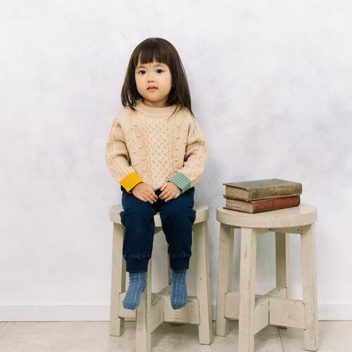 ベビーザらス限定　RAT-A-TATR ラッタッター ケーブルニット(ベージュ&times;100cm)