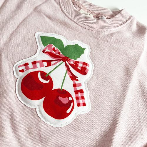 COJIKA プリントアップリケデイリートレーナー 裏毛 チェリー ピンク×80cm ベビーザらス限定